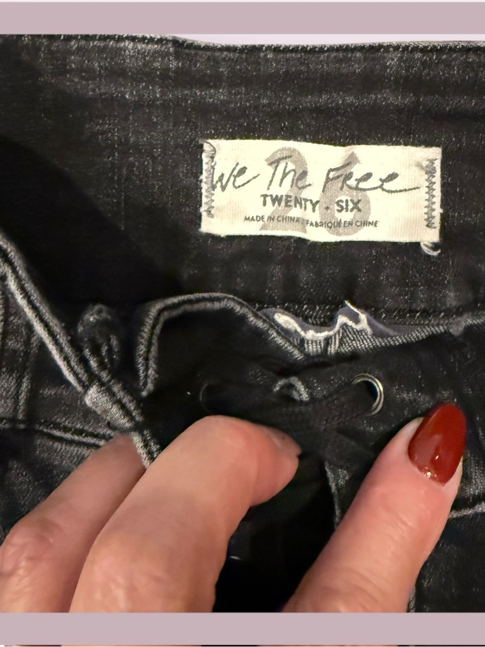 We The Free / Free People Curvy Lovers Knot Lace Up High Rise Skinny Jeans - Picture 6 of 9